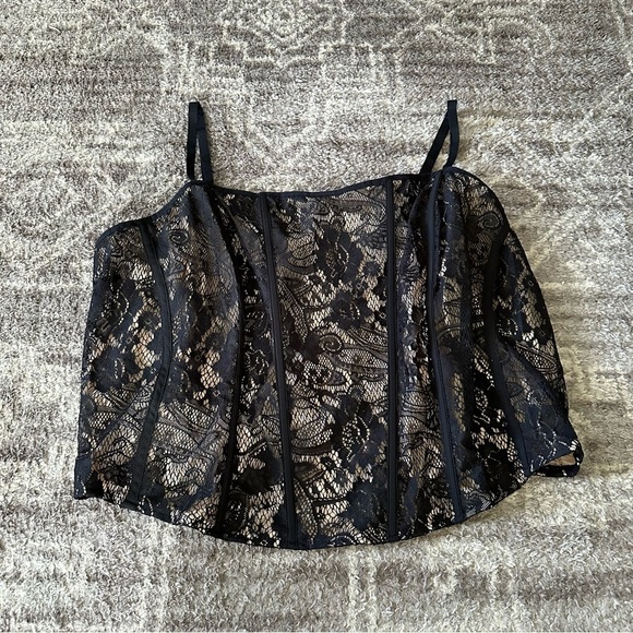 NWT Torrid Lace Corset Crop Top Deep Black Mesh - Picture 4 of 9